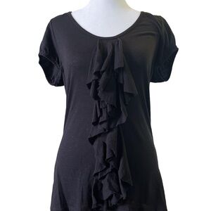 I.N.C. Black Ruffle Front Women's Top Medium